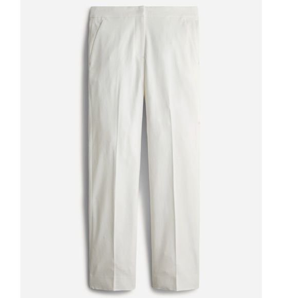 New JCREW Size 8 Kate straight-leg pant in bi-stretch cotton blend in Ivory - Picture 1 of 4